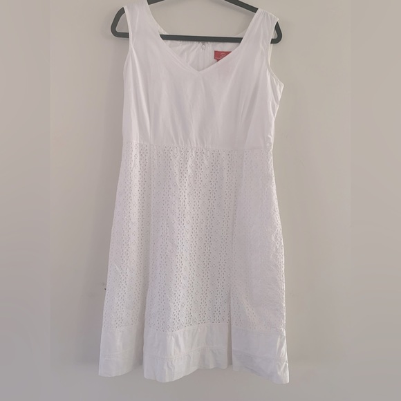 Oscar delarenta white cotton dress with lace ❤️ - Picture 2 of 10